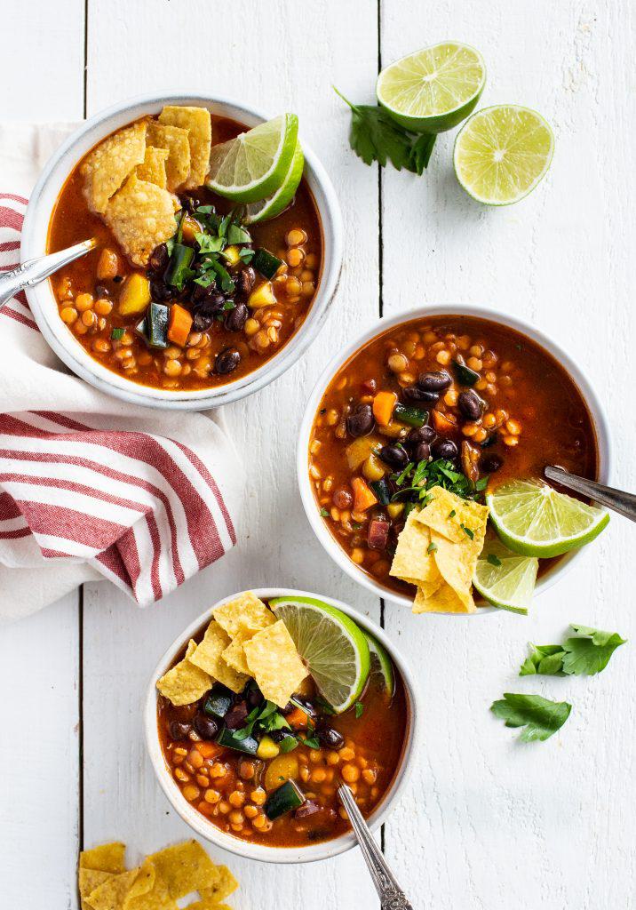 Tortilla Soup with Red Lentils
