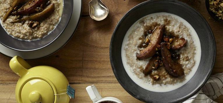 Steel Cut Oats with Brown Butter & Balsamic Glazed Pears