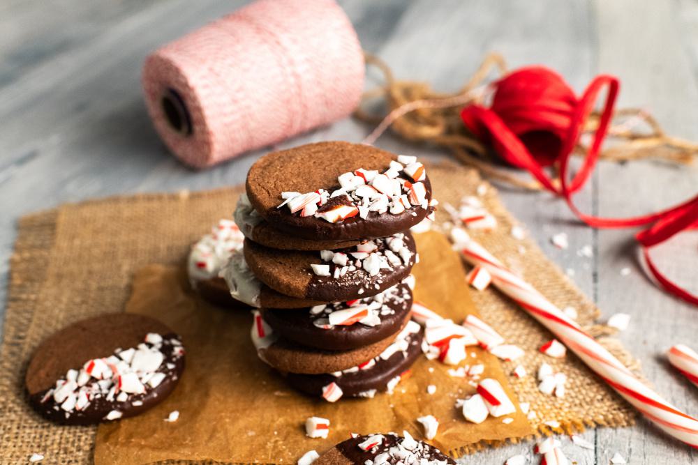 Peppermint Cocoa Slice and Bake Shortbread Cookies