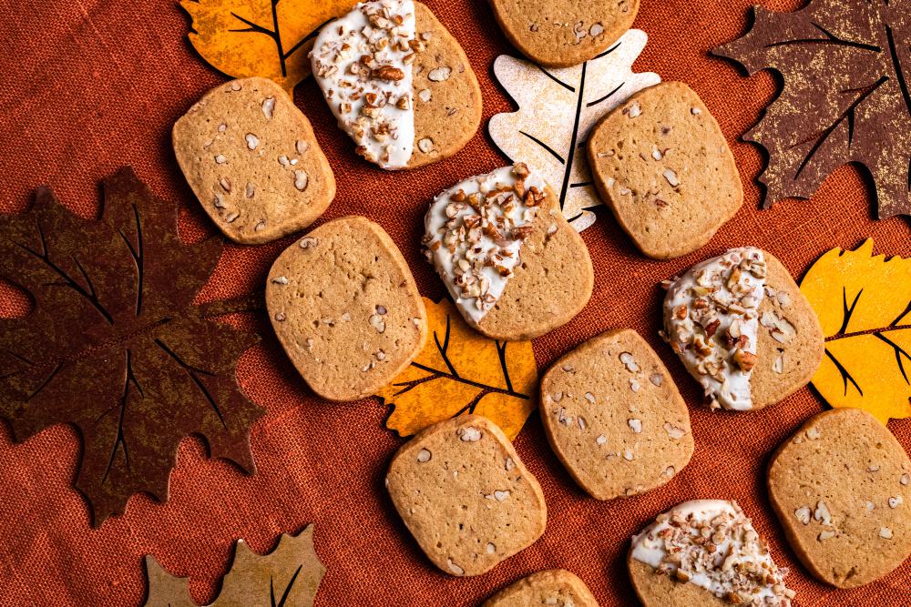 Pumpkin Pecan Slice and Bake Shortbread Cookies