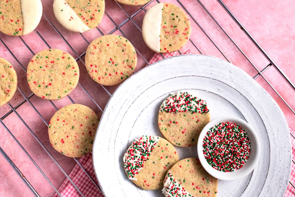 Holiday Sprinkles Slice and Bake Shortbread Cookies