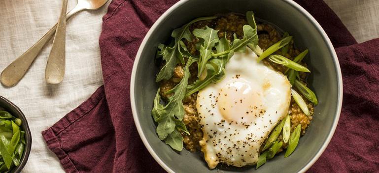Savory Oatmeal with Baked Eggs