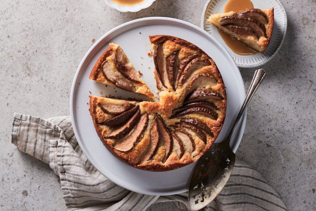 Pear Almond Toffee Cake