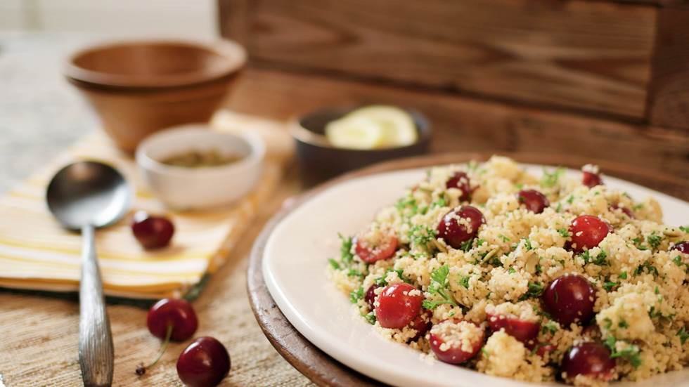 Fresh Cherry Pepita Golden Couscous Salad