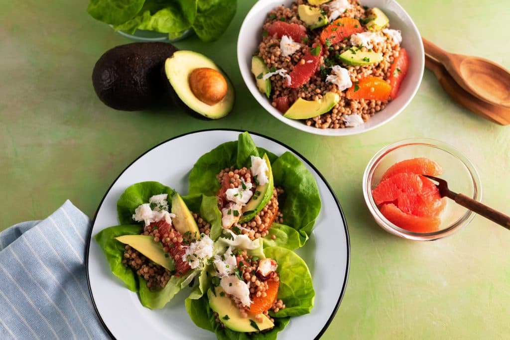 Grapefruit Crab and Avocado Couscous Salad
