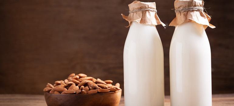 bottles of almond milk