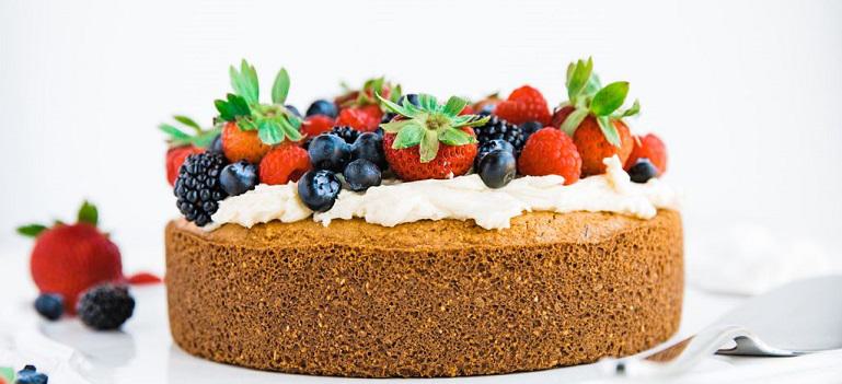 Gluten Free Polenta Cake with Fresh Berries and Buttercream