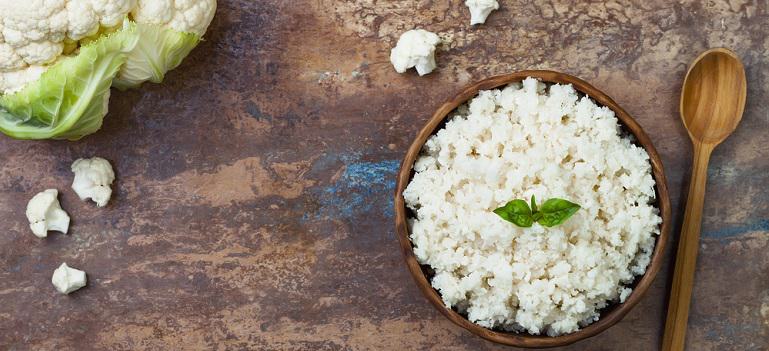 Cauliflower rice in a bowl