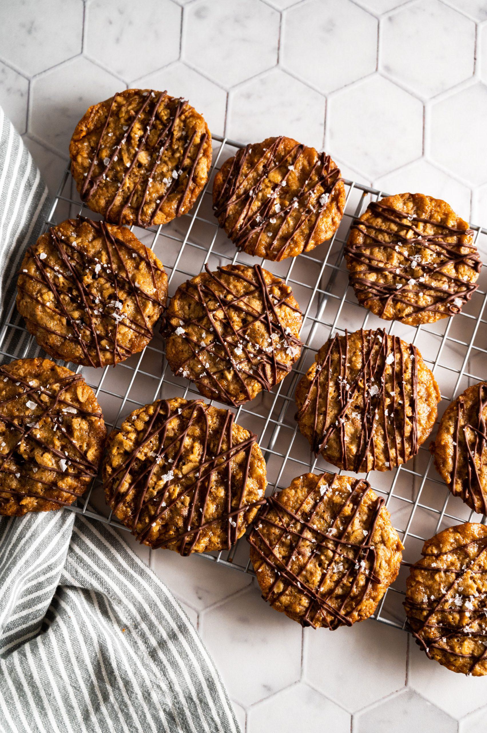 Chocolate Pecan Oatmeal Lace Cookies